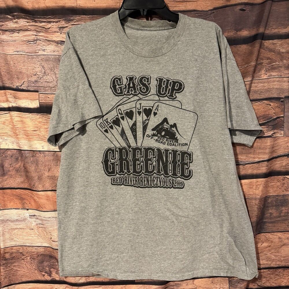 Red River Rendezvous 2019 T-Shirt Large Gray Off-Road Gas Up Greenie 4x4 Graphic